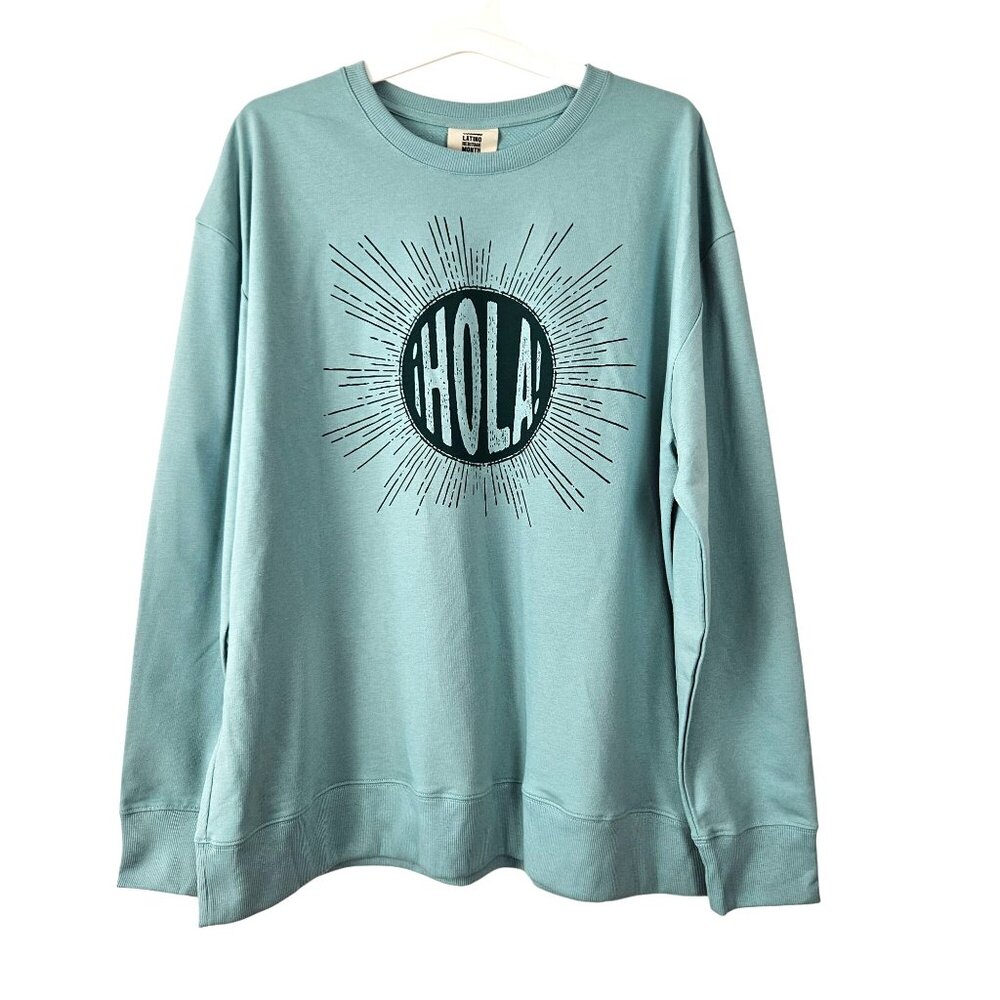 Unisex XL Latino Heritage Month "Hola" Graphic Sweatshirt Crew Neck Casual